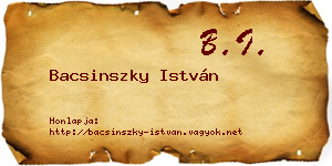 Bacsinszky István névjegykártya
